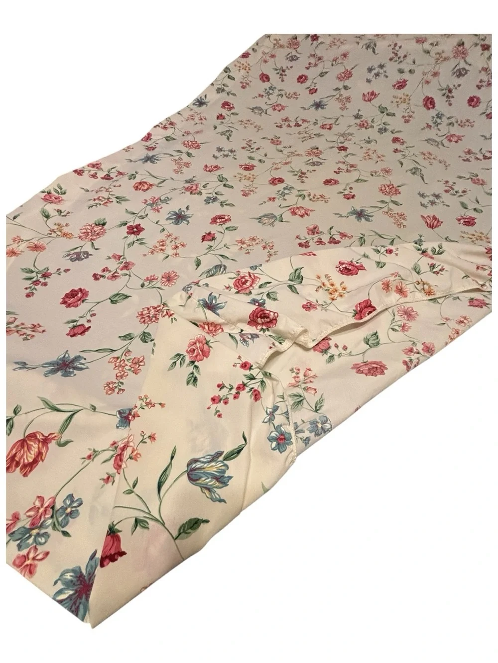 Vint Croscill Floral “Iris” Twin Sheet Set Flat Fitted Pink Tulip Morning Glory